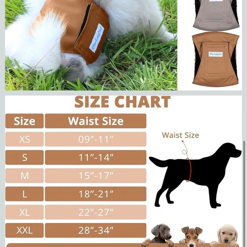 Paw Legend Dog Diapers‎ Female Washable Reusable Pet Belly Bands 4 Pack